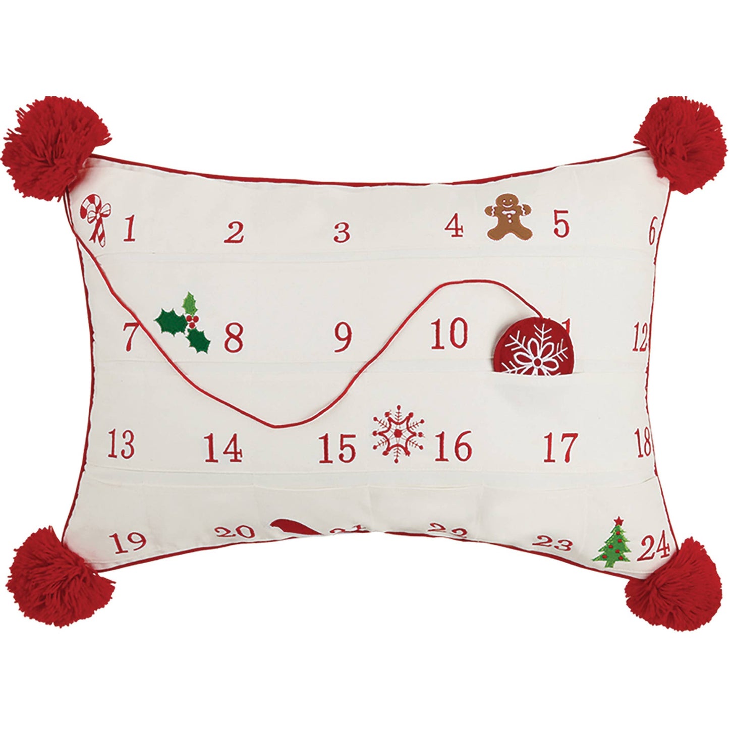 Advent Calendar Embroidered Pillow - Christmas