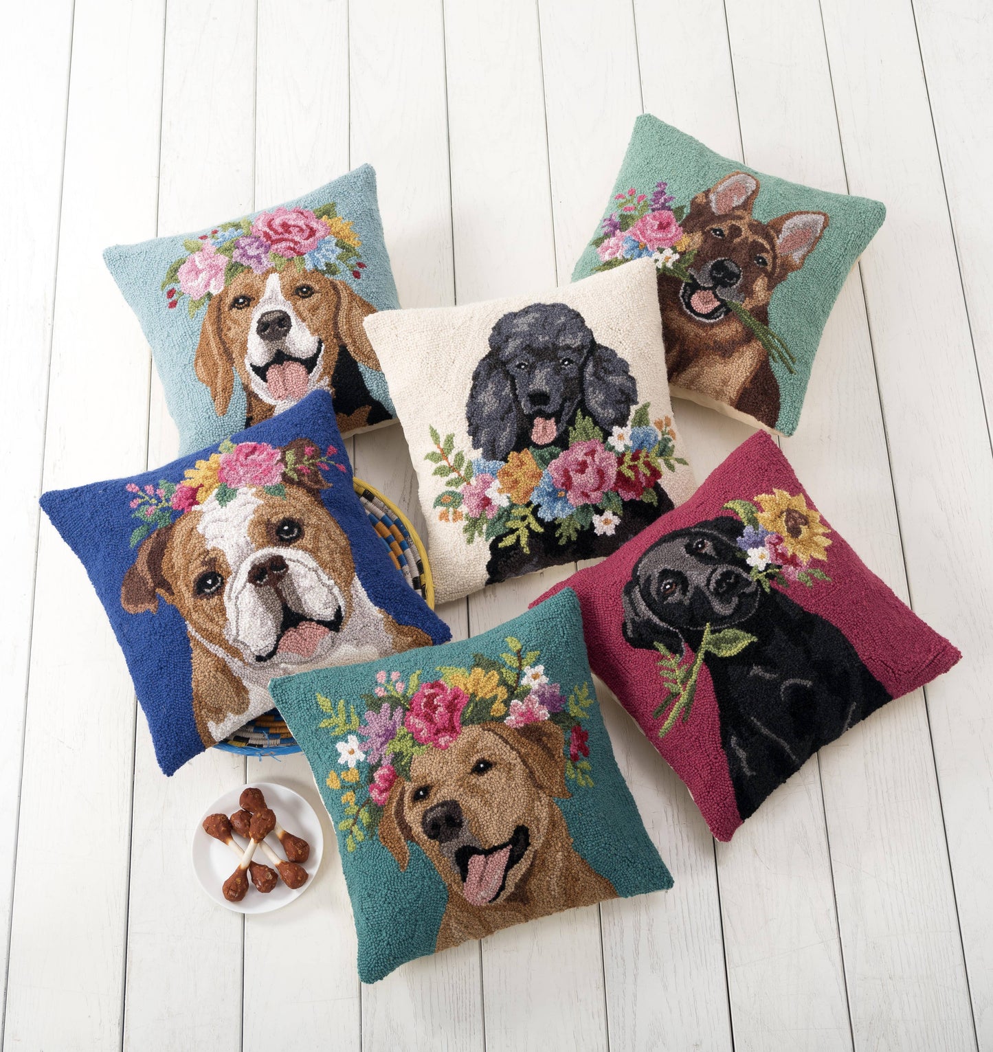 Floral Standard Poodle Hook Pillow