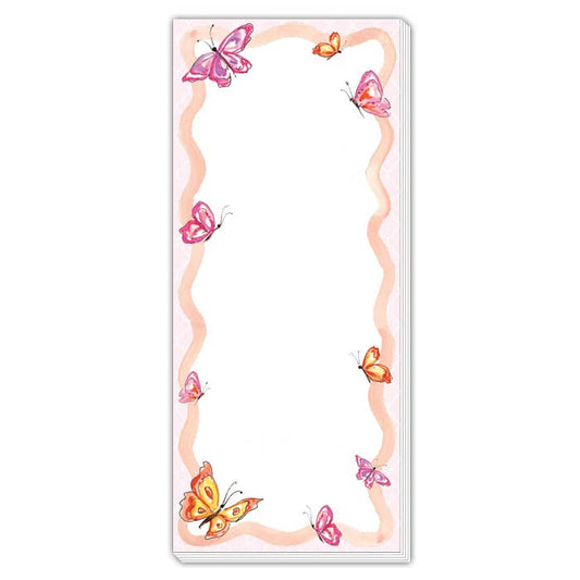 Handpainted Pretty Butterfly Border Skinny Notepad