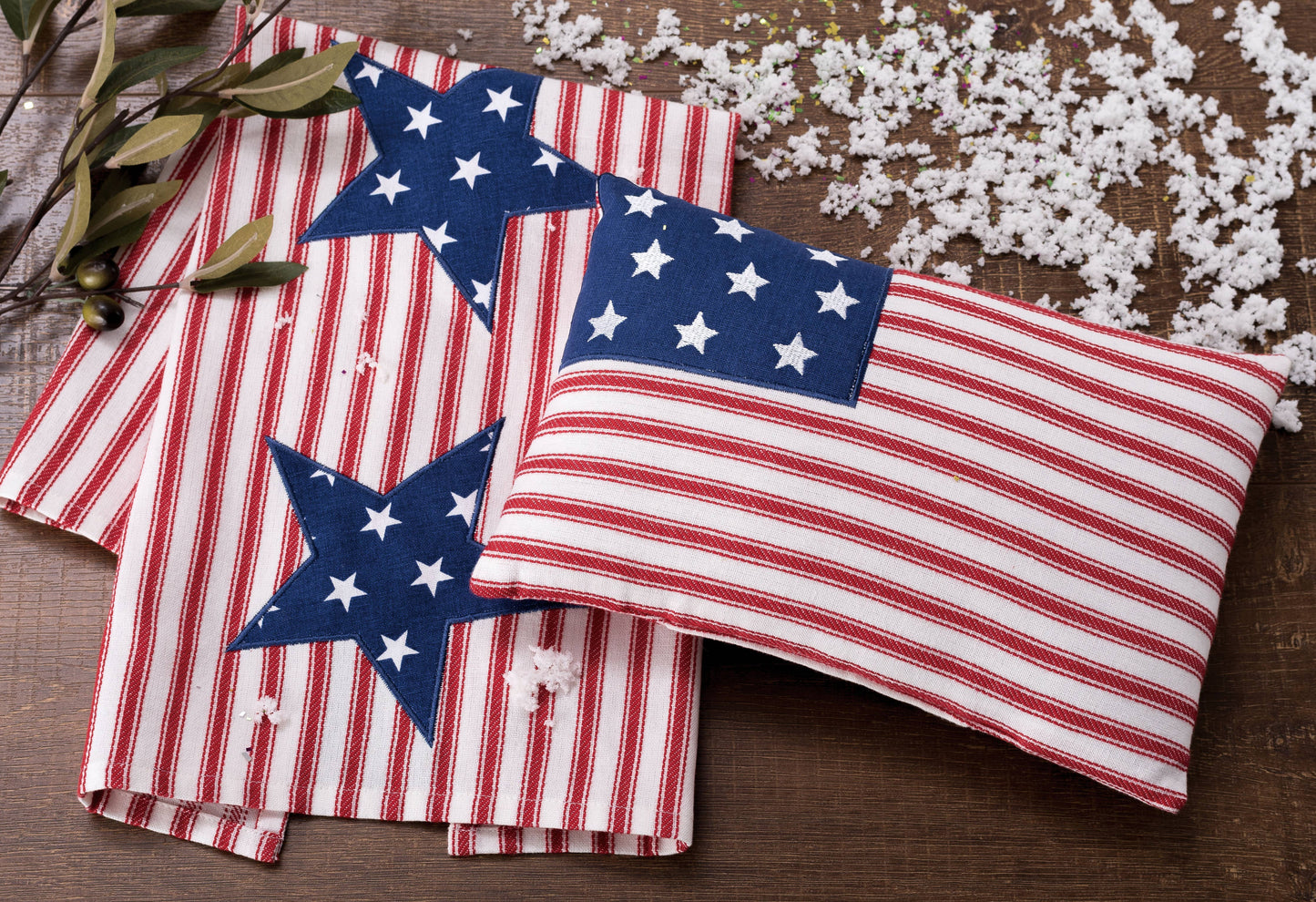 Stars and Stripes Embroidered Pillow