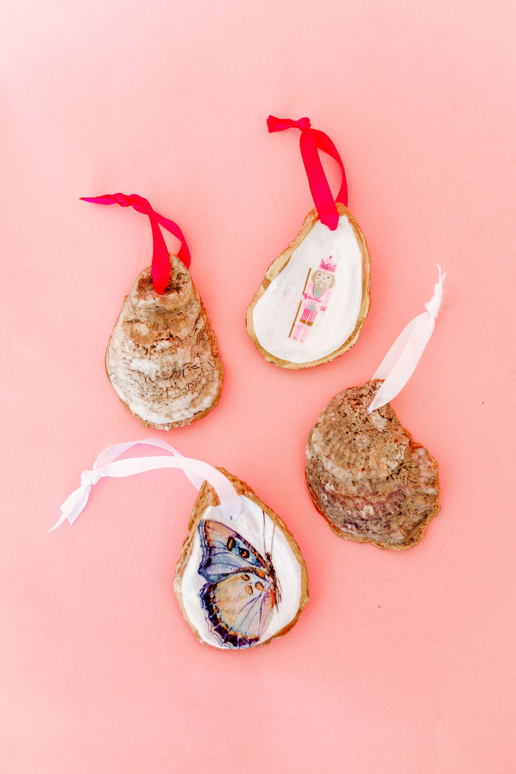 Decoupaged Butterfly Oyster Shell Ornament