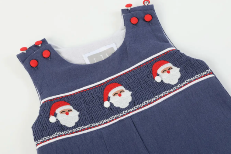 Navy Blue Santa Smocked Outfits