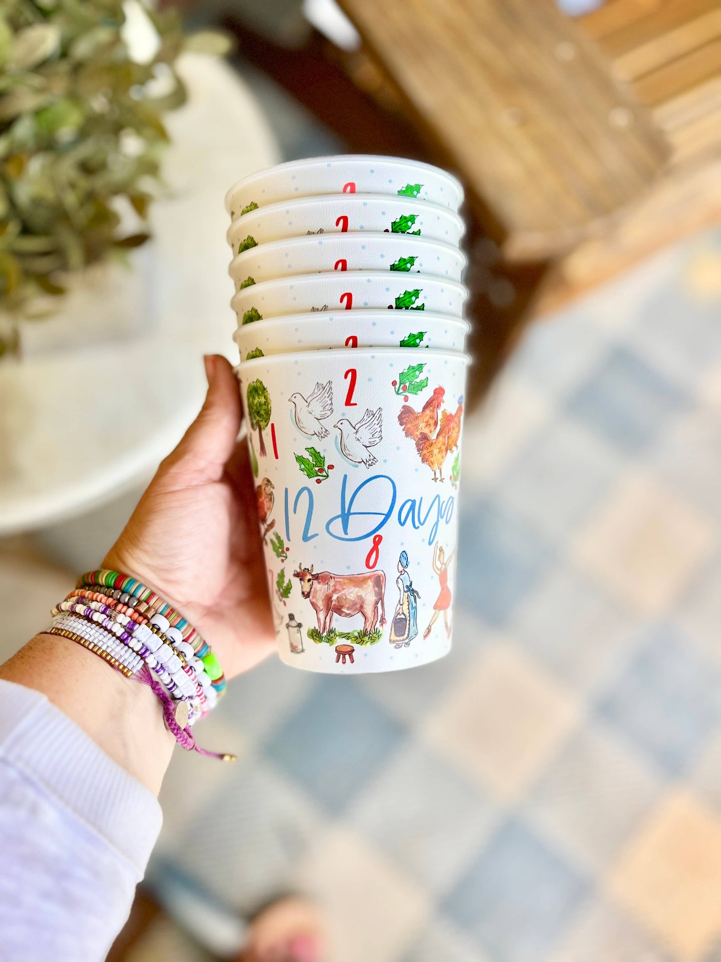 12 DAYS OF CHRISTMAS Reusable Party Cups-Set of 6