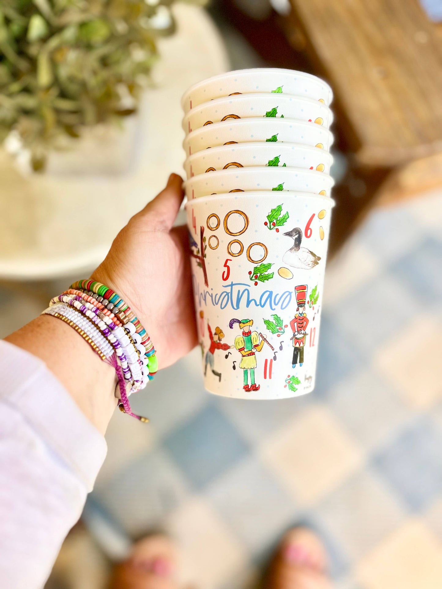 12 DAYS OF CHRISTMAS Reusable Party Cups-Set of 6