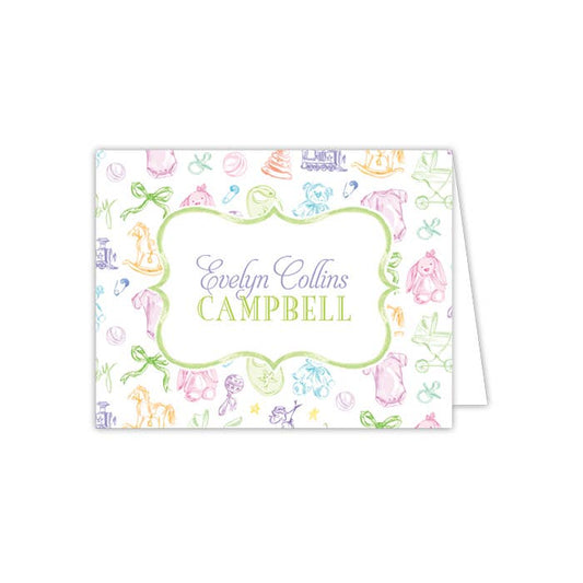 Hand painted Baby Toile Folded Notecards with envelopes